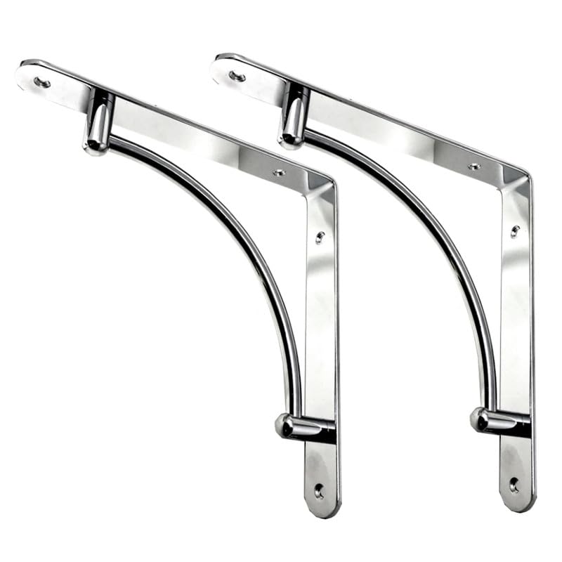 Desunia Decorative Contemporary Shelf Brackets - 8 3/4" x 8 3/4" - Polished Chrome - Pair - Image 1